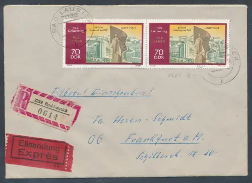 DDR. Me.F. Mi.-Nr. 1581 auf R.-Eilbote-Fernbrief mit Ak.-St.