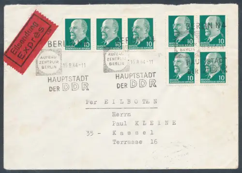 DDR. Me.F. Mi.-Nr. 846 auf Eilbote-Fernbrief mit Ak.-St.