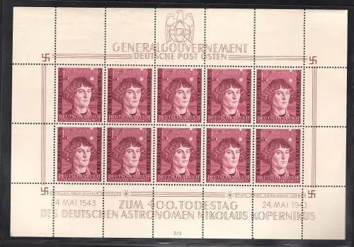 Generalgouvernement Kopernikus, Mi.-Nr. 104 Kleinbogen II/3 Postfrisch.