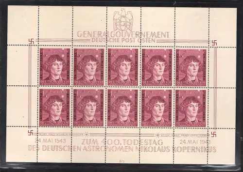 Generalgouvernement Kopernikus, Mi.-Nr. 104 Kleinbogen II/3 Postfrisch.
