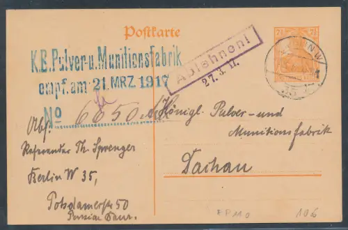 DR., Ganzsache Mi.-Nr. P 11 gelstempelt, Ablehnen!