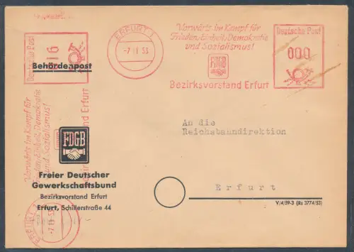 DDR. Ortsbrief FDGB. mit AFS.