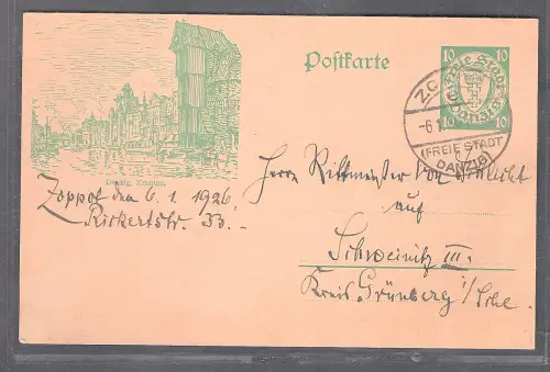 Danzig, Ganzsache Mi.-Nr. P 38 I, Krantor  gelaufen