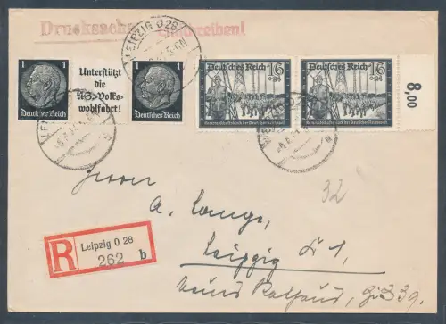 DR., R.-Drucksache mit Mi.-Nr. 710 + W92 mit Ak.-St.