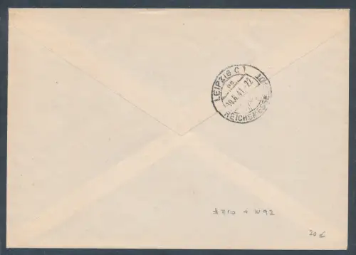 DR., R.-Drucksache mit Mi.-Nr. 710 + W92 mit Ak.-St.