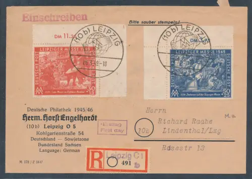 SBZ. FDC. Mi.-Nr. 230-231 als R.-Fernbrief gelaufen.