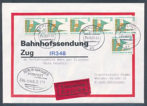 Berlin/DDR. Mi.-Nr. 834 auf Bahnhofssendung per Eilbote/VGO.-Tarif.