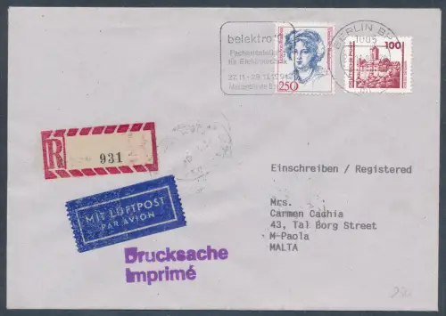 Bund/DDR. Mi.-Nr. 1428 + 3350 auf R.-Luftpost-Auslanddrucksache VGO.-Tarif.