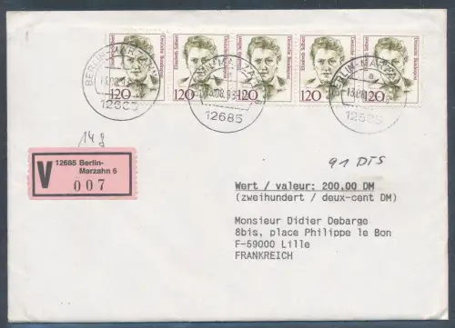 Bund Me.F. Mi.-Nr. 1338 als Ausland-Wertbrief