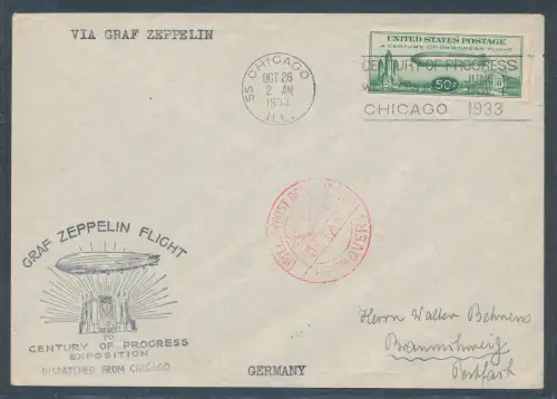 Zeppelin-Brief USA 1933, Sieger 244 c