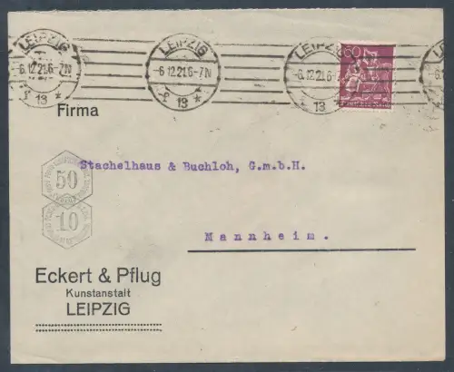 DR., EF Mi.-Nr. 165 als Fernbrief gelaufen mit CUSTOS Control.-St.