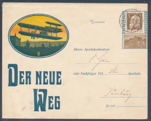 Bayern., Privat Ganzsache-Umschlag Der Neue Weg gelaufen.