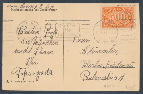 DR. EF. Mi.-Nr. 223 als Fernkarte gelaufen.