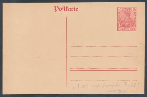 DR., Ganzsache  P 109 mit Zudruck ungebraucht.