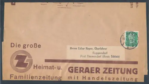 DR. Reklame-Streifband Geraer Zeitung 1932