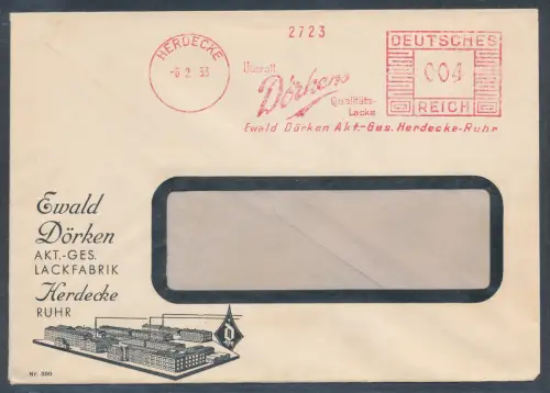 DR. Reklame-Brief, Ewald Dörken Lackfabrik Herdecke mit AFS.