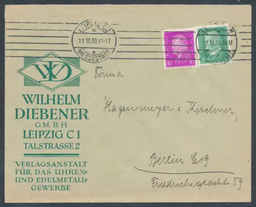 DR. Reklame-Brief, Verlagsanstalt für das uhren & Edelmetall Gewerbe W. Diebener