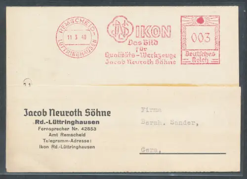 DR. Reklame-Karte, Werkzeuge Jacob Neuroth Söhne Remscheid.