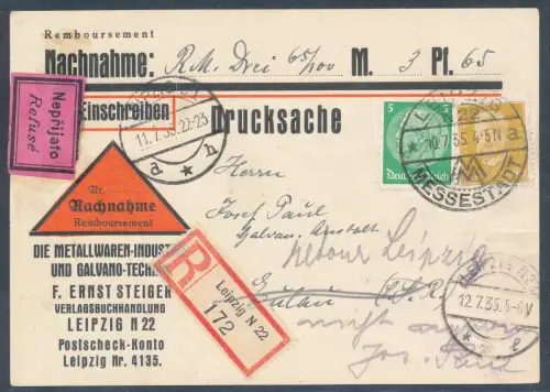 DR. R-NN-Ausland-Drucksache Nach CSR !  mit Mi.-Nr. 437+515