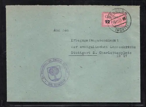 Deutsche Lokalausgaben Freudenstadt EF. Mi.-Nr. 6 auf Fernbrief aus Loßburg.