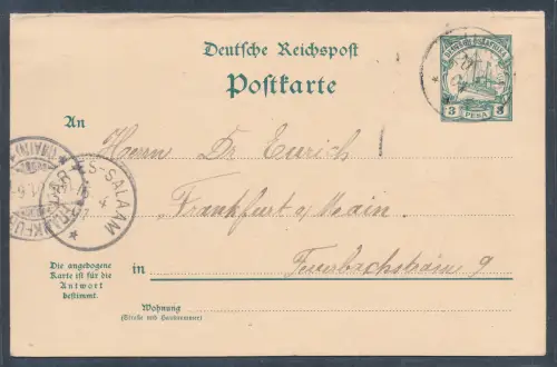 Dt-Ostafrika Ganzsache Mi.-Nr. P 15 aus Bukoba über Daressalaam gelaufen