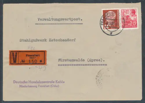 DDR: Verwaltungswertpost mit Freimarken.