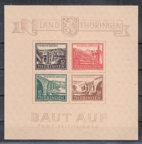 SBZ- Thüringen., Mi.-Nr. Block 4 ay I/III, postfrisch, Befund Dr.JaschBPP.