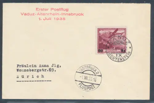 Liechtenstein, Luftpostbrief mit EF. Mi.-Nr. 148