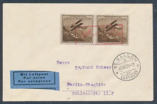 Liechtenstein, Luftpostbrief mit Me.F. Mi.-Nr. 110