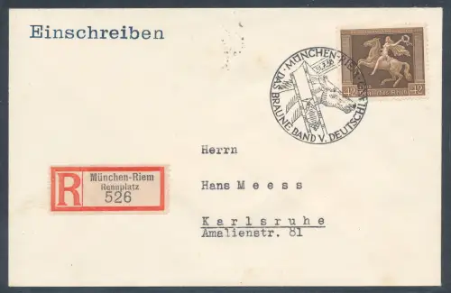 DR. EF. Mi.-Nr. 671 auf R.-Fernbrief mit Ak.-St.