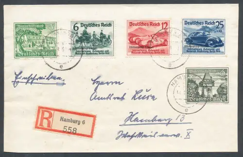 DR. Mi.F. Mi.-Nr. 695-697 u.a.  auf R.-Ortsbrief mit Ak.-St.