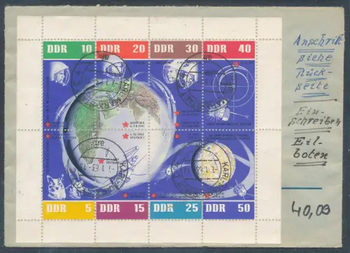 DDR. Kleinbogen Mi.-Nr. 926-933 auf R.-Eilbote-Fernbrief aus Karl-Marx-Stadt !!!