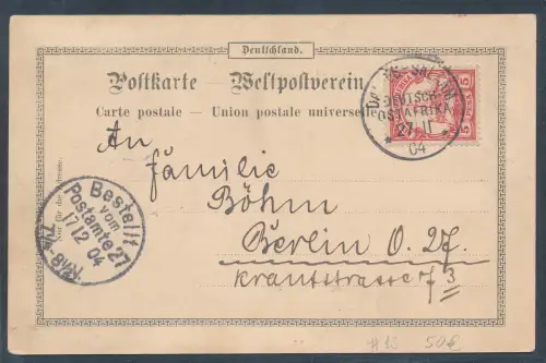 DOA. EF. Mi.-Nr. 13 auf Ansichkarte nach Berlin.