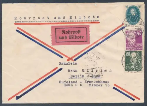 DDR. Rohrpostbrief mit Mi.-Nr. 223 +225 + 267 mit Ak.-St.