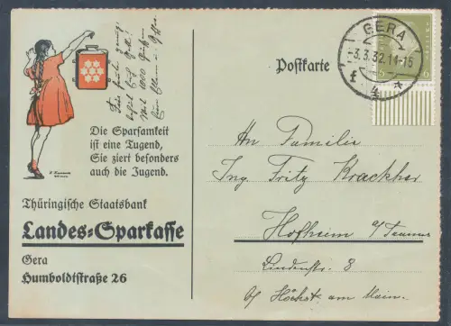 DR. Reklame-Karte, Landes-Sparkasse Gera