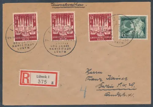 DR. FDC. Mi.-Nr. 862 als R.-Fernbrief gelaufen.