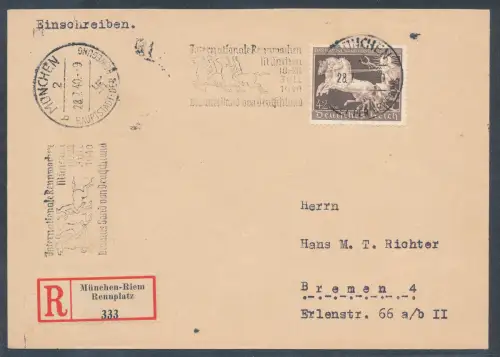 DR. EF. Mi.-Nr. 747 als R.-Fernbrief gelaufen.