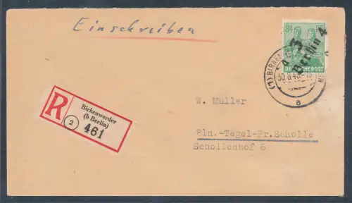 SBZ, Handstempel Bezirk 3, R-Fernbrief mit EF. Mi.-Nr. 181 mit Ak.-St.