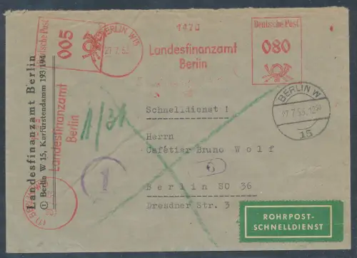 Berlin Postschnellbrief mit  AFS.