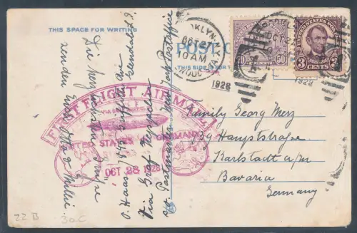 Zeppelin-Karte Broklyn -Germany Si. 22 B