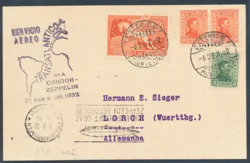 Zeppelin-Karte LZ 127 1932 Uruguayische Post Si. 198