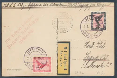Zeppelin-Karte LZ 127 1930 Photokarte Deutschlandfahrt Boardpost Si. 68 Bb