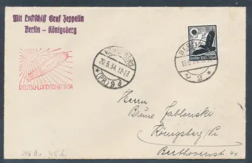 Zeppelin-Brief  LZ 127 1934 mit EF. Mi.-Nr. 537 Deutschlandfahrt Si. 246 Ba.