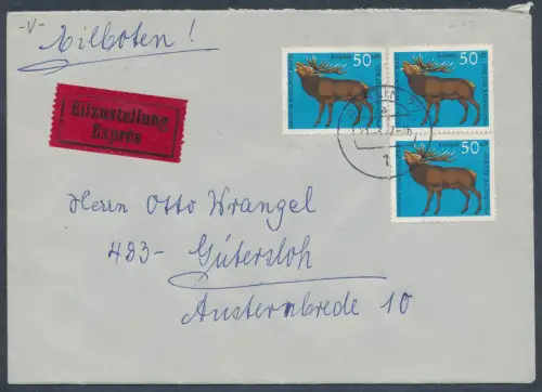 Berlin Me.F. Mi.-Nr. 294 als Eilbote-Fernbrief mit Propaganda-Vignette gelaufen.