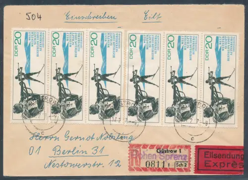 DDR. Me.F. Mi.-Nr. 1252 als R.-Eilbote-Fernbrief gelaufen, mit Ak.-St.