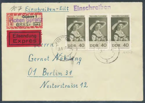 DDR. Me.F. Mi.-Nr. 1290 als R.-Eilbote-Fernbrief gelaufen, mit Ak.-St.