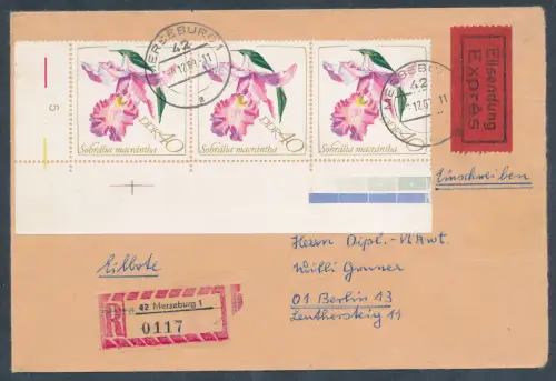 DDR. Me.F. Mi.-Nr. 1424 als R.-Eilbote-Fernbrief gelaufen.