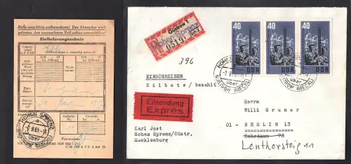 DDR. Me.F. Mi.-Nr. 1112 als R.-Eilbote-Fernbrief gelaufen, mit Ak.-St.