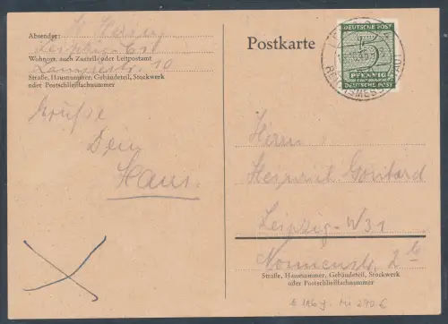 SBZ West-Sachsen EF. Mi.-Nr.  116Y auf Ortskarte, sign. Dr. JaschBPP.