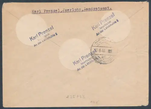 Bizone, AM Post R-Fernbrief mit MiF. Mi.-Nr. 25 + 33